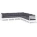 vidaXL 7-delige Loungeset met Kussens Massief Grenenhout Wit