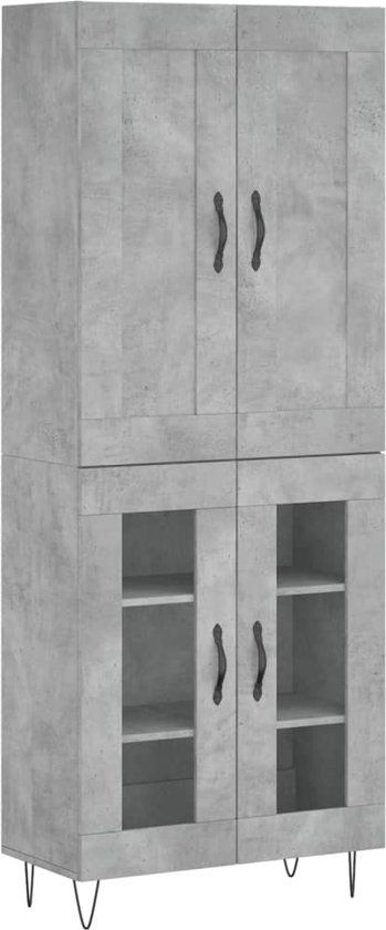 vidaXL Hoge kast 69,5x34x180 cm bewerkt hout betongrijs