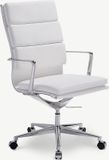 Furnicher Maci Bureaustoel - Zitting en rugleuning in leer - Chromen frame - Blanc