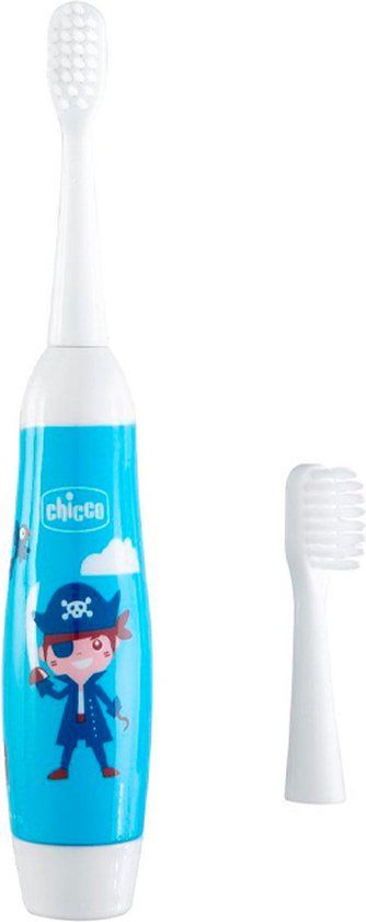 Chicco Elektrische tandenborstel blauw met verwisselbare batterij en reserveborstelkop