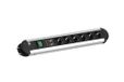 BACHMANN Primo 331.013 Stekkerdoos, 6-voudig, met overspanningsbeveiliging en schakelaar, 2 m kabel, aluminium