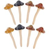 Exttlliy 8 stuks keramische tuin paddestoelen beeldje decoratieve planten stakes accessoires gazon ornamenten standbeeld voor buiten (willekeurige kleur) (Blooming-1)