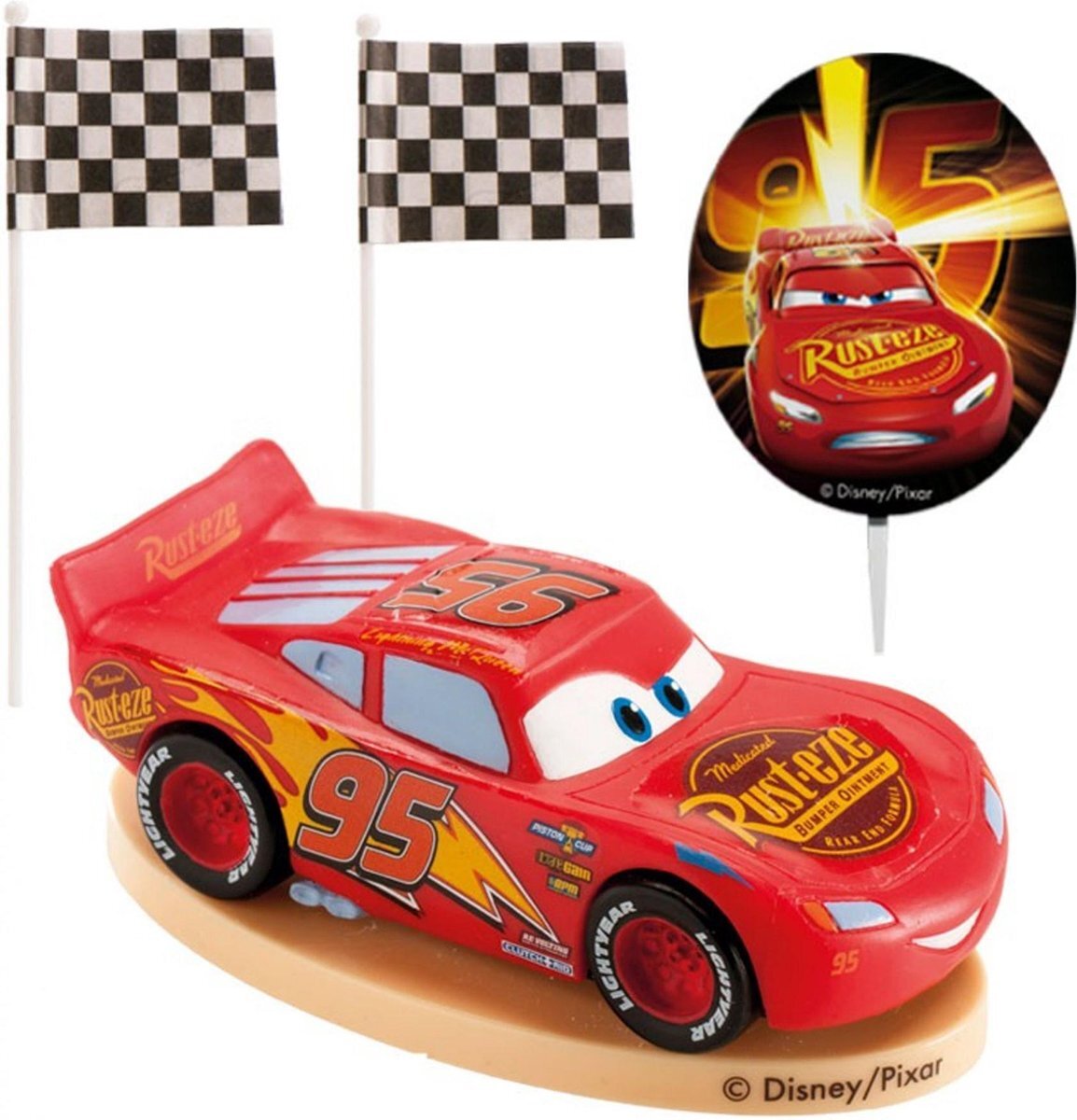 Cars Plastic taart decoratie set - Feestdecoratievoorwerp