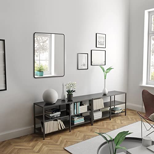 Aurlane Badkamerspiegel met frame van aluminium, rechthoekig, 60 cm x 80 cm