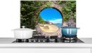 KitchenYeah Spatscherm keuken 70x50 cm - Zomer - Strand - Tropical - Aluminium
