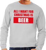 Bellatio Decorations Shoppartners Bv Foute kersttrui / sweater All I Want For Christmas Is Beer grijs voor heren - XL