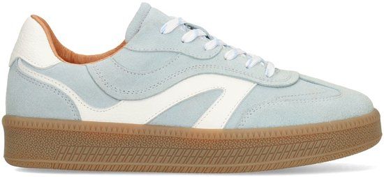 Manfield - Dames - Blauwe suède lage sneakers - Maat 42