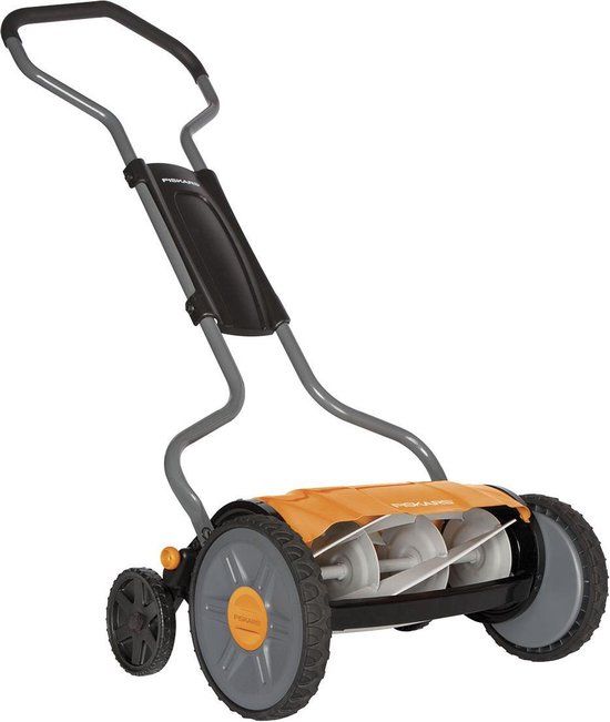 Fiskars StaySharp Plus Reel Mower - Hand Push Lawn Mower - Black/Orange