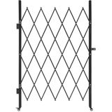 Merkloos Schaarhek - Poort schaar - Enkel - Afsluitbaar - Uittrekbaar - Staal - Met 360° zwenkwielen - 1260 x 1975 mm - Zwart