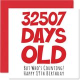 89e Stuff4 89e verjaardagskaart voor mannen, vrouwen, hem en haar - 32507 dagen oud - grappige verjaardagskaart voor volwassenen van 89 jaar en 8 jaar voor oma, opa, oma, papa, 145 mm x 145 mm