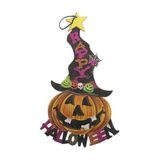 Decoratieve Happy Halloween Decoratieve hanger met pompoen met hoed