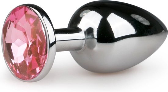 Easytoys Anal Collection Metalen buttplug met roze steen - zilverkleurig