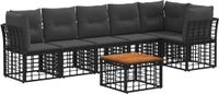 vidaXL Tuinbank - Set - 7-delig - Zwart en Donkergrijs - Polywood