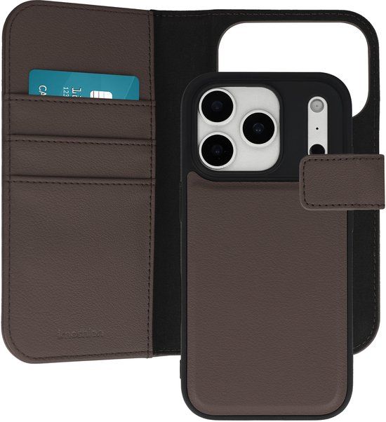 imoshion Hoesje - Geschikt voor Apple iPhone 17 Pro - Uitneembare 2-in-1 Luxe Bookcase - Bruin