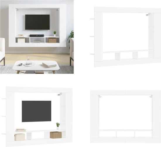 vidaXL TV-meubel 152x22x113 cm bewerkt hout wit