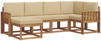 vidaXL - Hoek loungeset - 6 zitplekken - Natuurlijk en beige - Acacia hout