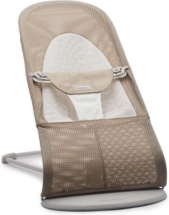 BabyBjörn Wipstoel Balance Soft - Mesh - Grijsbeige-Wit - Ergonomisch - Verstelbaar - Inklapbaar