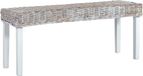 vidaXL Bankje 110 cm natuurlijk kubu rattan en massief mahoniehout wit