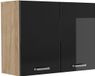 Vicco Glazen keukenkast R-Line, Zwart hoogglans/Goudkleurig Eiken, 80 cm