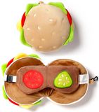 Puckator Relaxeazzz Pluche Hamburger Rond Reiskussen en Slaapmasker - Beige