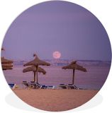 Merkloos / Sans marque WallCircle - Wall Circle ⌀ 120 - Mallorca - Beach - Sunbeds - Round paintings living room - Wallboard round - Wall decoration circle - Room decoration inside - Wall decoration wall circle - Home accessories XXL