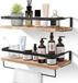 AGM Wandrek, hout, set van 2 met handdoekhouder, zwevende planken, wandopslag, hangrek, ideaal voor badkamer, keuken, woonkamer, kantoor, slaapkamer