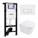Geberit QeramiQ Dely Toiletset - 36.3x51.7cm - diepspoel - rimless - Geberit UP320 plieger inbouwreservoir - softclose toilet zitting - 35mm - glans witte bedieningsplaat - rechthoekige knoppen - mat wit