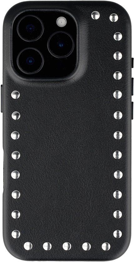 Selencia Hoesje - Geschikt voor Apple iPhone 16 Pro - Studs Backcover geschikt voor MagSafe - Velvet Black