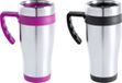 Merkloos / Sans marque Makito Western Europe 2x Stuks RVS Koffie-to-go Beker - Zwart en Roze - 450 ml