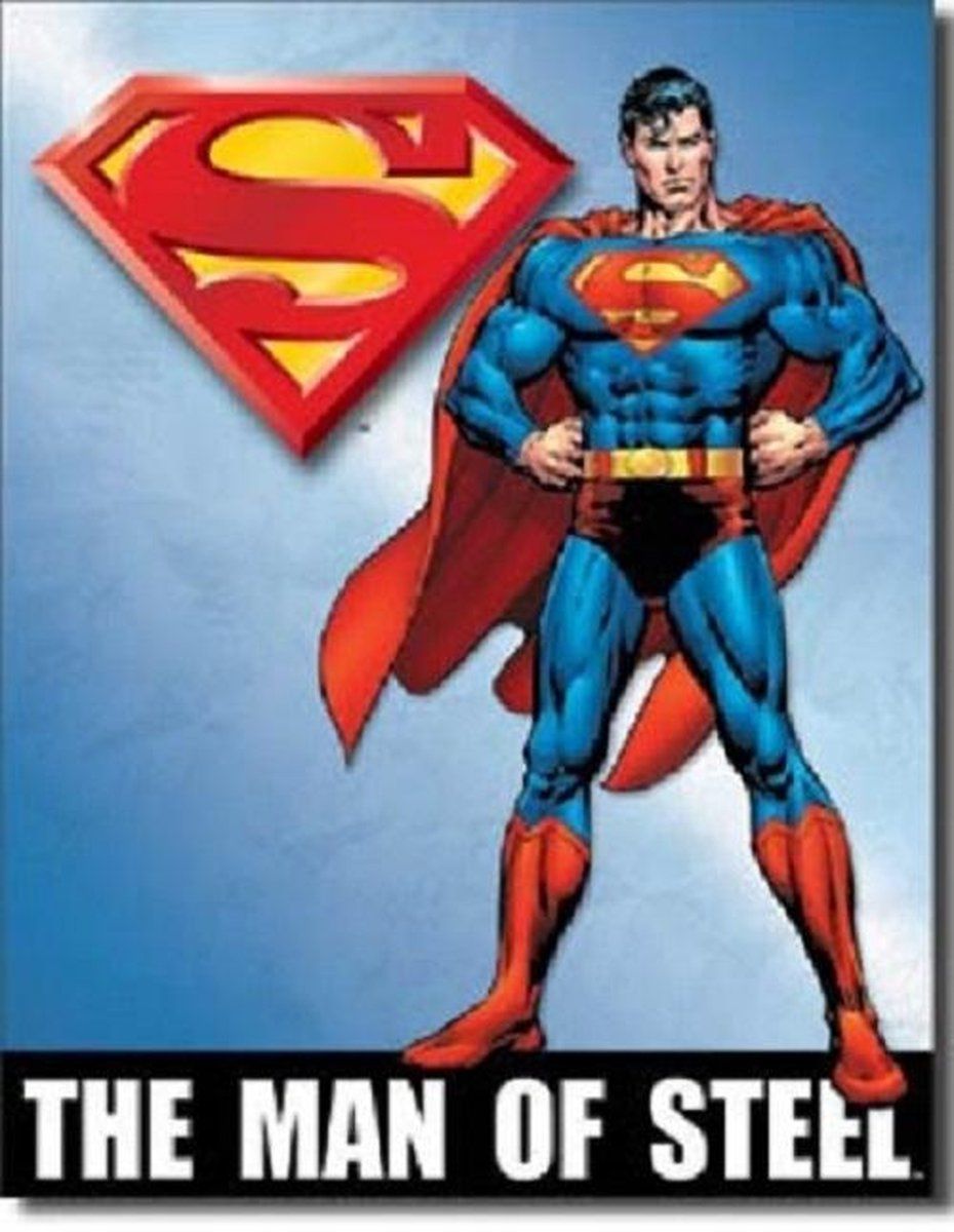 Desperate Enterprises Superman Man of Steel Tin Sign, 12x16