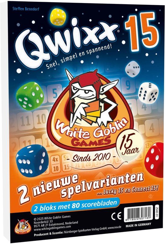 White Goblin Games Qwixx 15 - Dobbelspel - 2 tot 6 spelers - Uitbreiding