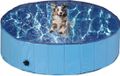 Relaxdays Hondenzwembad, HxØ: 30x120 cm, opvouwbaar, met afvoerdop, PVC en MDF, blauw