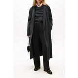 Tommy Hilfiger Df Wool Reg Ceinture Manteau Gris Foncé Chiné Taille: 34