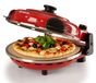 Four à pizza, 5 modes de cuisson, revêtement antiadhésif, pierre à pizza, 400 °C, 1200 W, rouge