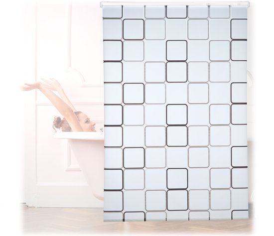 Relaxdays Douchegordijn Vierkant - Douchegordijn Met Rolsysteem - Retro Design 140x240cm