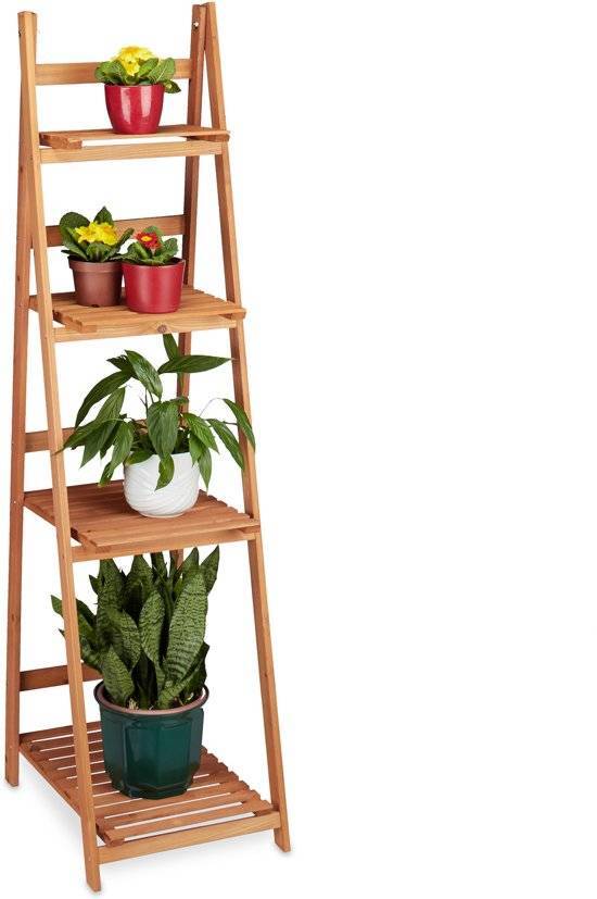 Relaxdays - plantenrek trapvormig hout - plantentrap - plantenstandaard - binnen