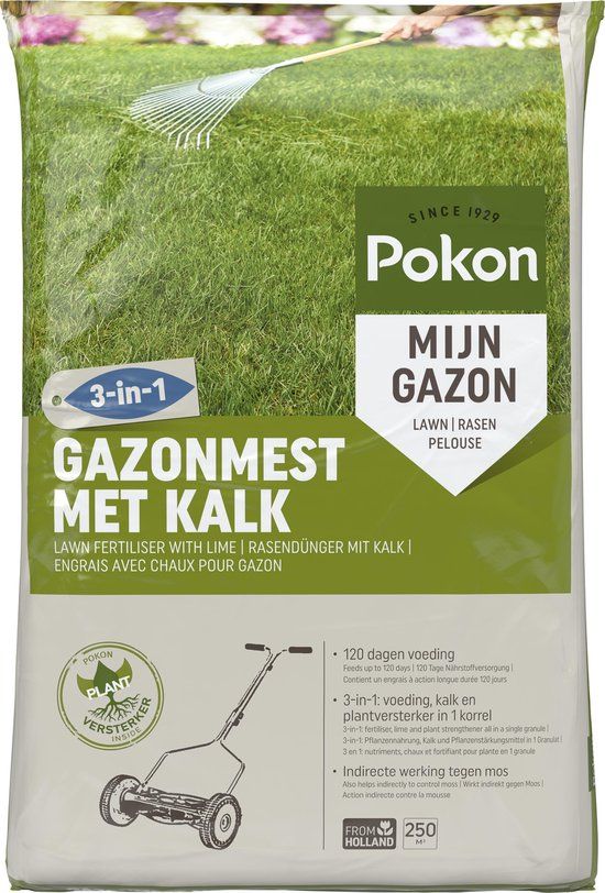 Pokon Gazonmest met Kalk - 16,8kg - 120 dagen voeding - Voor 250m²