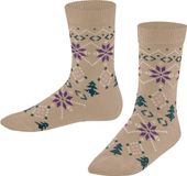 FALKE Nordic Fair Isle gedessineerd wol sokken kinderen bruin - maat 27-30