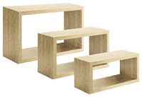 Homemania Trittico Wandplank voor woonkamer, slaapkamer, kantoor, MDF, ruw eiken 45 x 27 x 15,5/40 x 22 x 15,5/35 x 17 x 15,5 cm