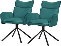 ML-Design Eetkamerstoelen Draaibaar Set van 2 Benzine Stoffen Bekleding Gestoffeerd met Comfortabele Armleuningen en Rugleuning 360 Graden Draaistoel Woonkamer Keuken Loungestoel Metalen Poten