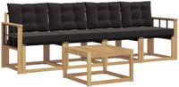 vidaXL - Bank loungeset - 5-delig - Wit en zwart - Acacia hout