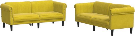 vidaXL 2-delige Loungeset fluweel geel