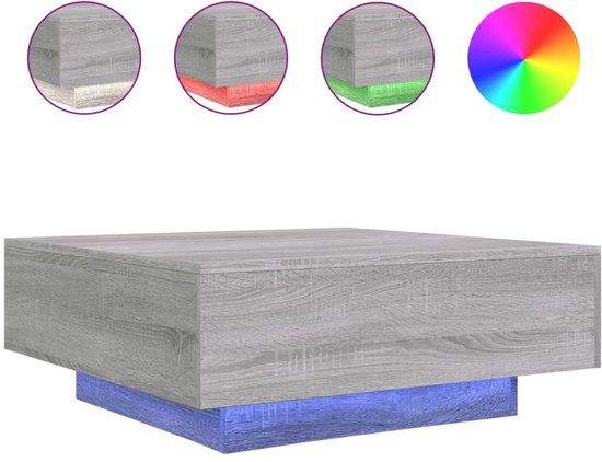 vidaXL Salontafel 80x80x31 cm bewerkt hout grijs sonoma eikenkleurig