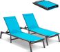 Vevor 2x Ligstoel, Strandligstoel, Ligstoel, 182x60x88cm, Blauw