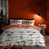 TRANKIELO® - Parure de couette phosphorescente - Lit simple - Polycoton - Blanc - Avec taie d'oreiller