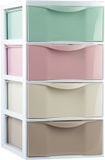 PLASTICFORTE Ladeblokje/bureau organizer met 4x lades - gekleurd - L26 x B37 x H49 cm
