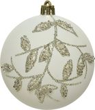 Decoris Kerstbal Deco Blad - Wolwit
