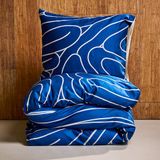Auping Meandering blue Dekbedovertrek - Tweepersoons 260 x 220 cm - Biologisch katoen - Blauw