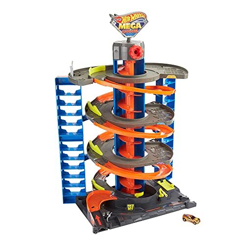 Hot Wheels HFH03 - City Power Parkeergarage speelset met lift, voor 60+ voertuigen, met 1 voertuig in schaal 1:64, van 4 tot 8 jaar oud