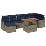 vidaXL - Tuinbank - Set - 8 - st - grijs - en - marineblauw